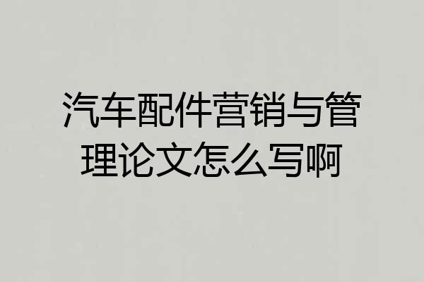汽车配件营销与管理论文怎么写啊