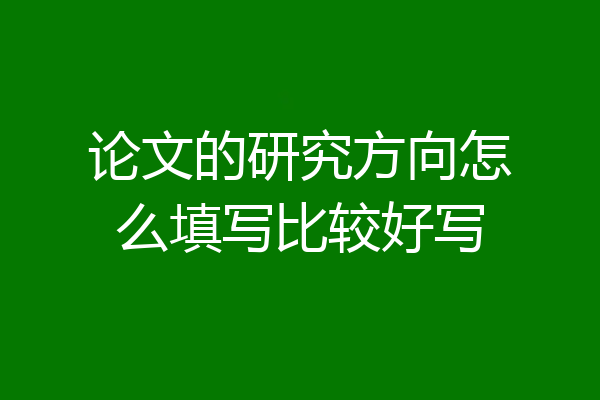 论文的研究方向怎么填写比较好写