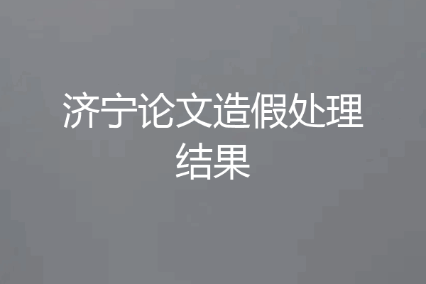 济宁论文造假处理结果