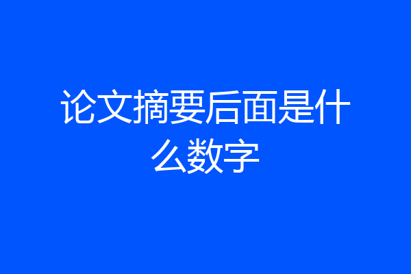 论文摘要后面是什么数字