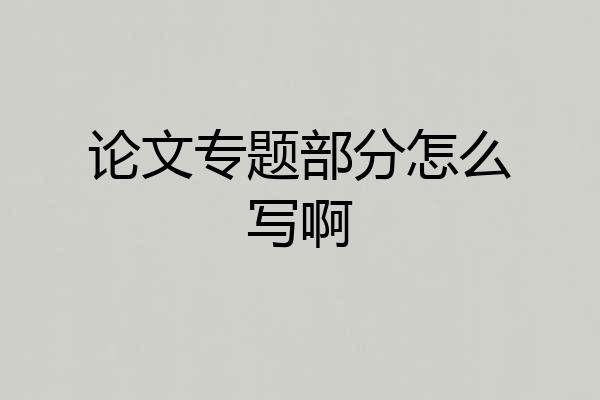 论文专题部分怎么写啊