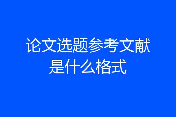 论文选题参考文献是什么格式