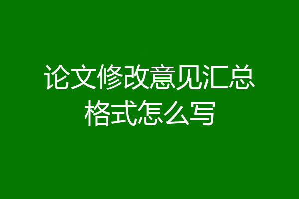 论文修改意见汇总格式怎么写