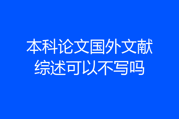本科论文国外文献综述可以不写吗