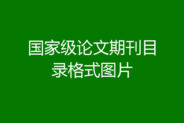 国家级论文期刊目录格式图片