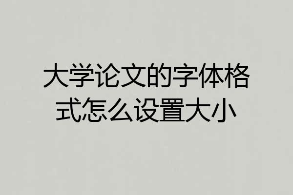 大学论文的字体格式怎么设置大小