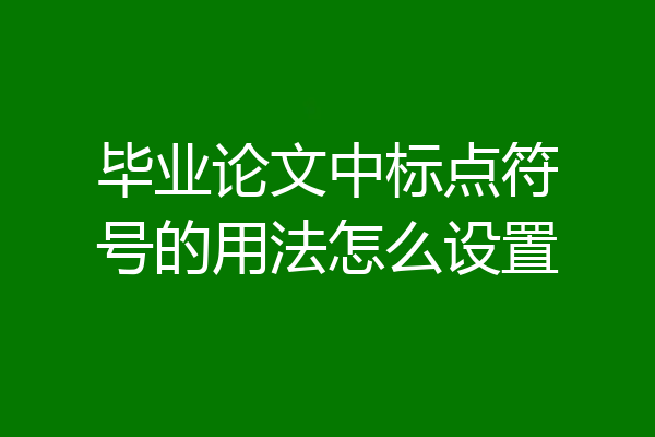 毕业论文中标点符号的用法怎么设置