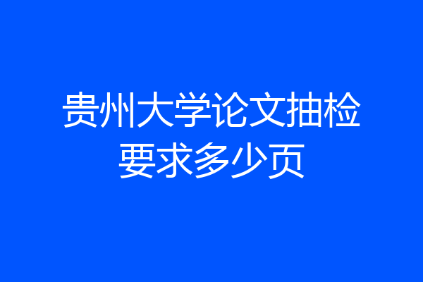 贵州大学论文抽检要求多少页