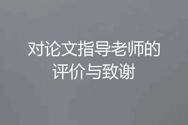 对论文指导老师的评价与致谢