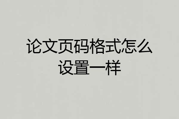 论文页码格式怎么设置一样
