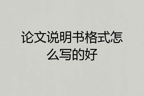 论文说明书格式怎么写的好