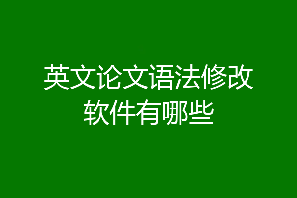 英文论文语法修改软件有哪些