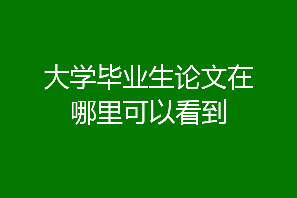 大学毕业生论文在哪里可以看到