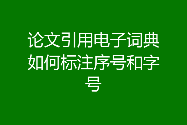 论文引用电子词典如何标注序号和字号