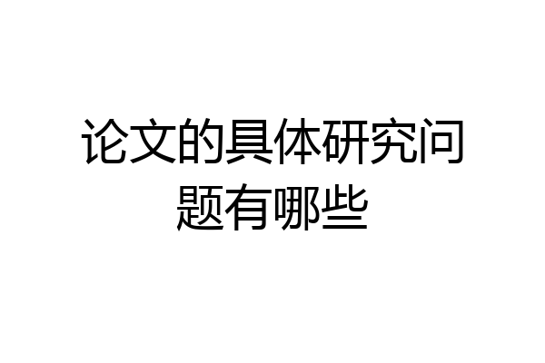 论文的具体研究问题有哪些