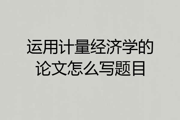 运用计量经济学的论文怎么写题目
