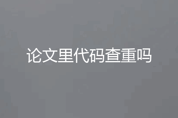 论文里代码查重吗