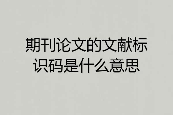 期刊论文的文献标识码是什么意思