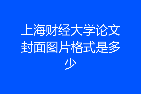 上海财经大学论文封面图片格式是多少