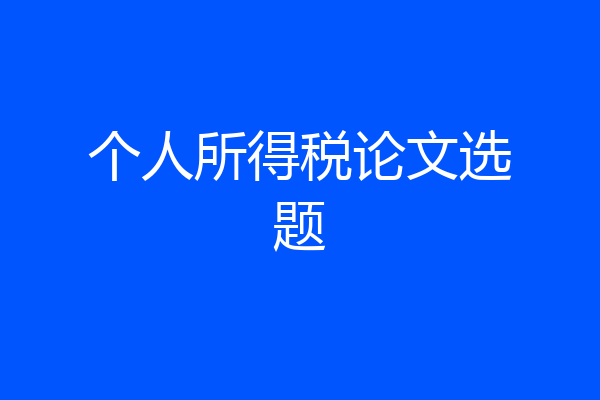个人所得税论文选题