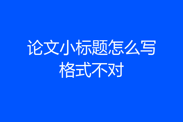 论文小标题怎么写格式不对