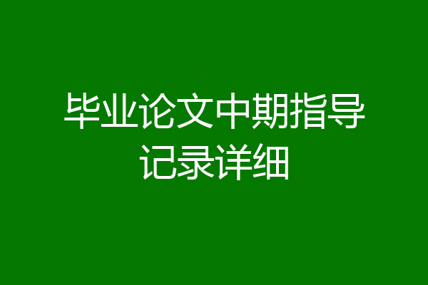 毕业论文中期指导记录详细