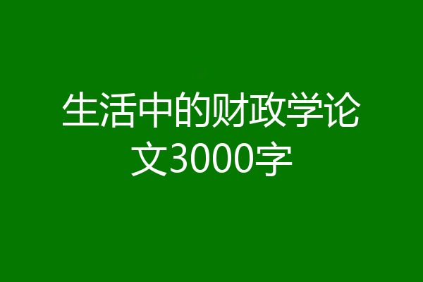生活中的财政学论文3000字