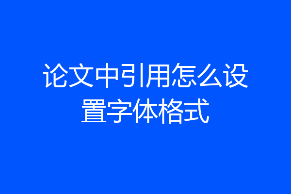 论文中引用怎么设置字体格式