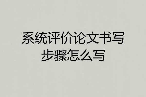 系统评价论文书写步骤怎么写