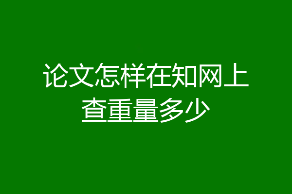 论文怎样在知网上查重量多少