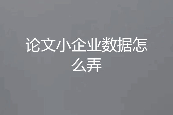 论文小企业数据怎么弄