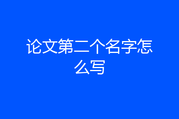 论文第二个名字怎么写