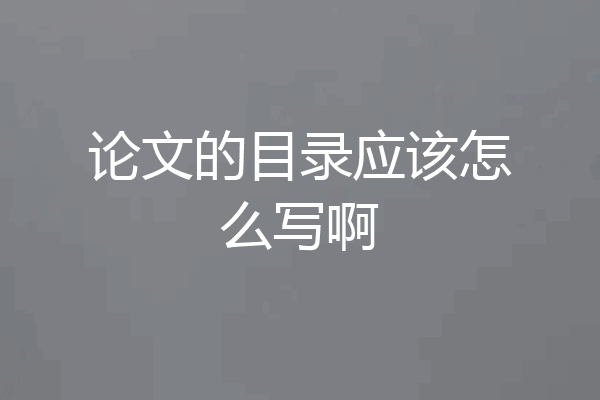 论文的目录应该怎么写啊