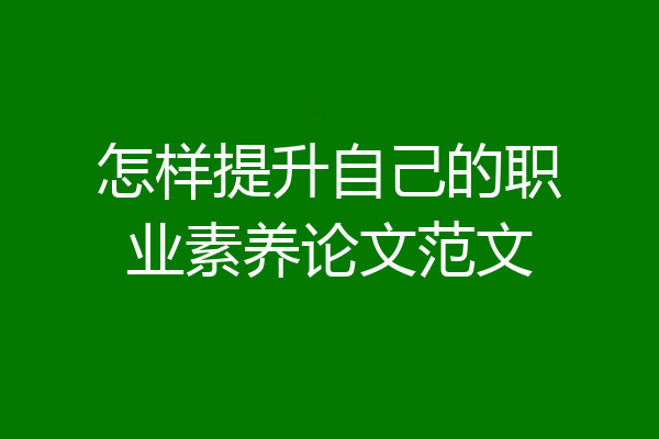 怎样提升自己的职业素养论文范文