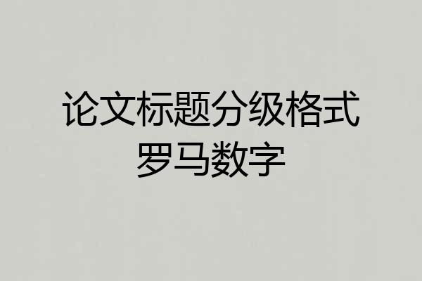 论文标题分级格式罗马数字