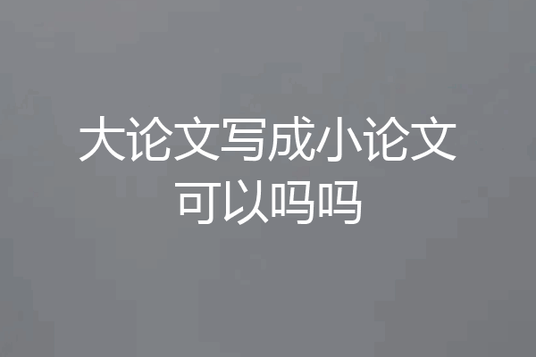 大论文写成小论文可以吗吗