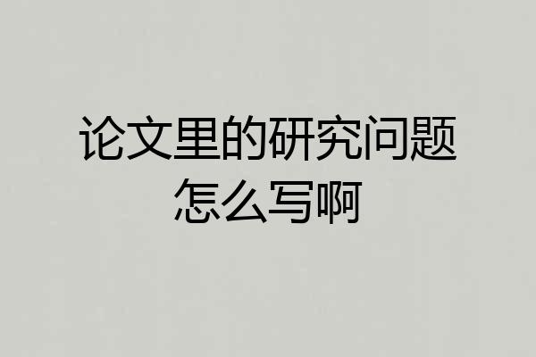 论文里的研究问题怎么写啊