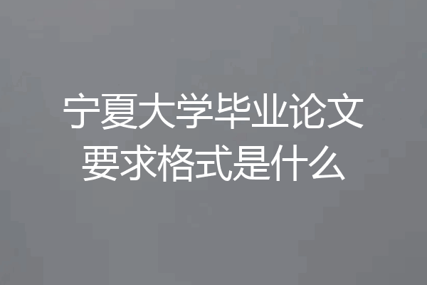 宁夏大学毕业论文要求格式是什么