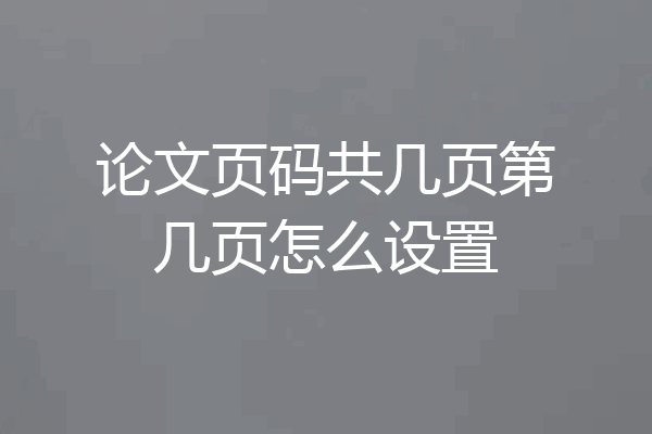 论文页码共几页第几页怎么设置