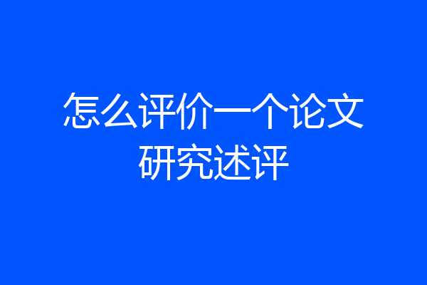 怎么评价一个论文研究述评