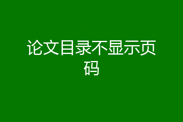论文目录不显示页码