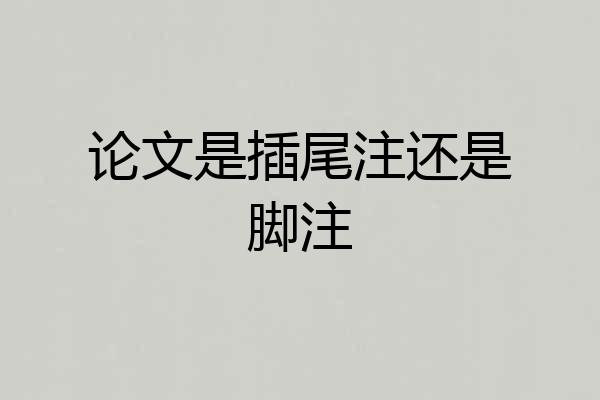 论文是插尾注还是脚注