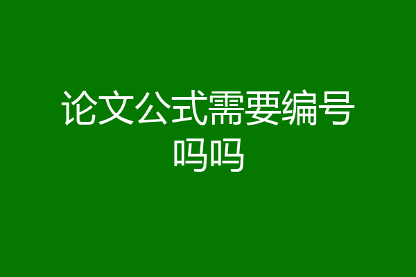 论文公式需要编号吗吗