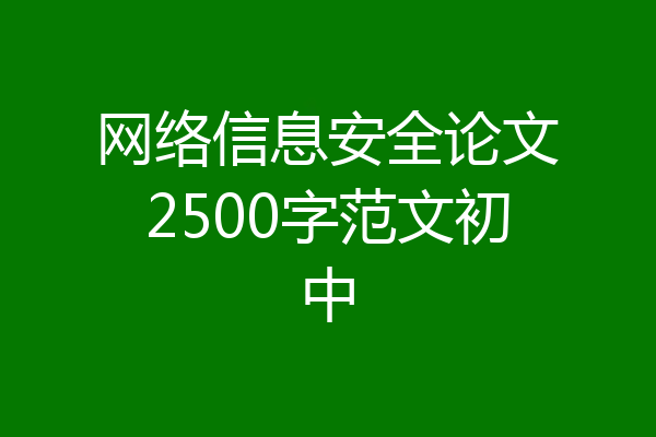网络信息安全论文2500字范文初中