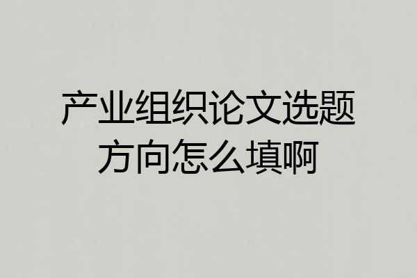 产业组织论文选题方向怎么填啊