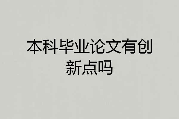 本科毕业论文有创新点吗