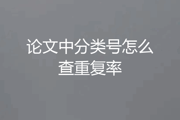 论文中分类号怎么查重复率