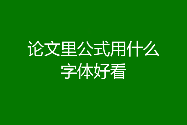 论文里公式用什么字体好看