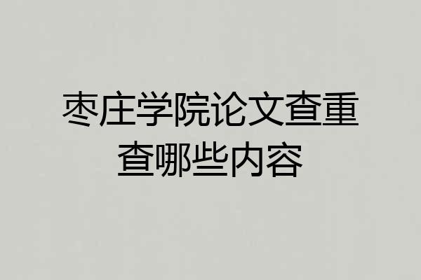 枣庄学院论文查重查哪些内容