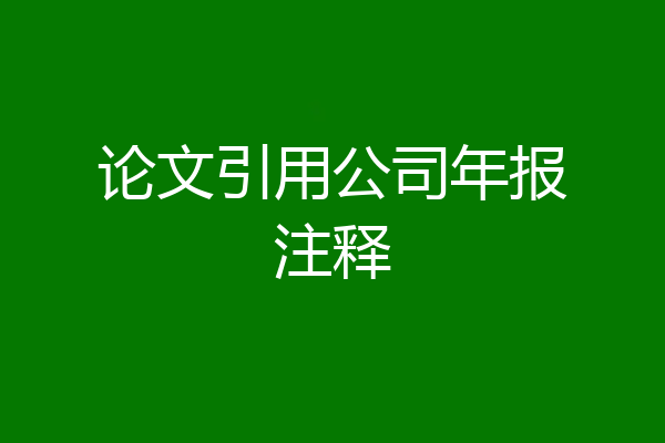 论文引用公司年报注释